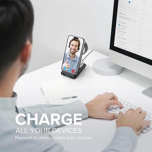 Wireless Charging Station, 3 in 1 Fast Wireless Charger Stand for Multiple Devices Apple Watch Ultra Series 11 10 9 8 7 6 SE 5 4 3 2, iPhone 17 16 15 14 13 12 11 Pro Max/Plus/Air/X/XS/XR, Airpods Pro