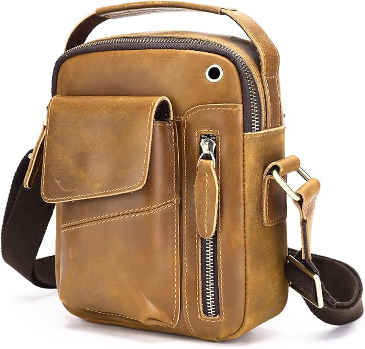 NIUCUNZH Genuine leather man purse mens crossbody sling bag small messenger shoulder Satchel