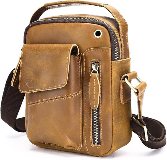 NIUCUNZH Genuine leather man purse mens crossbody sling bag small messenger shoulder Satchel