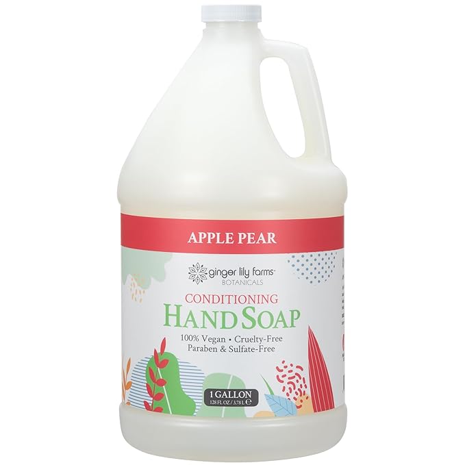 Ginger Lily Farms Botanicals All-Purpose Liquid Hand Soap Refill, 100% Vegan & Cruelty-Free, Apple Pear Scent, 1 Gallon (Pack of 4)