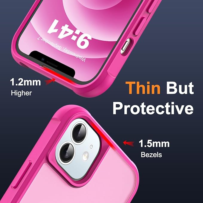 Compatible with iPhone 12 Case & iPhone 12 Pro Case with Invisible Magnetic O-Ring Stand Translucent Phone Cases 6.1" [Compatible with Mag-Safe][Great Grip Feeling], Rose