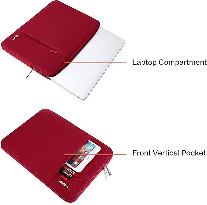 MOSISO Laptop Case 13 inch, 13 inch Laptop Sleeve Compatible with MacBook Air M4 M3 M2 M1 2025-2018 / Pro M2 M1 2025-2016, Polyester Vertical Computer Sleeve Bag with Pocket, Red