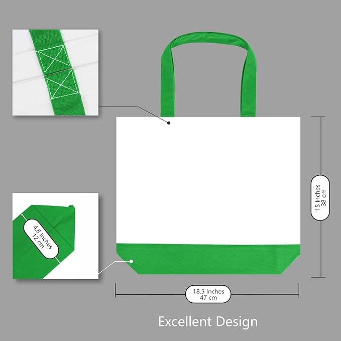 TOPDesign 3-Pack Super Strong Large 12oz Cotton Canvas Tote Bags, Reusable Grocery Shopping Cloth Bags, Fashionable Two-Tone Totes for Crafts, DIY Your Creative Designs