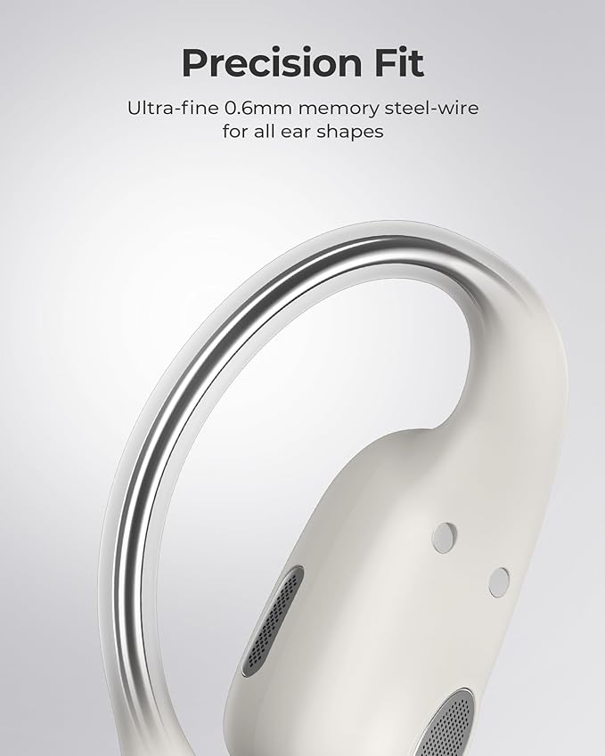 Lytmi CozyFit Open Ear Headphones, 0.23oz Ultra-Light Comfortable Wireless Earbuds, 0.6mm Thinnest Earhooks, Bluetooth 5.4, Clear Audio, 30 HRS Playtime, IPX5 Waterproof Earphones with Mic-White