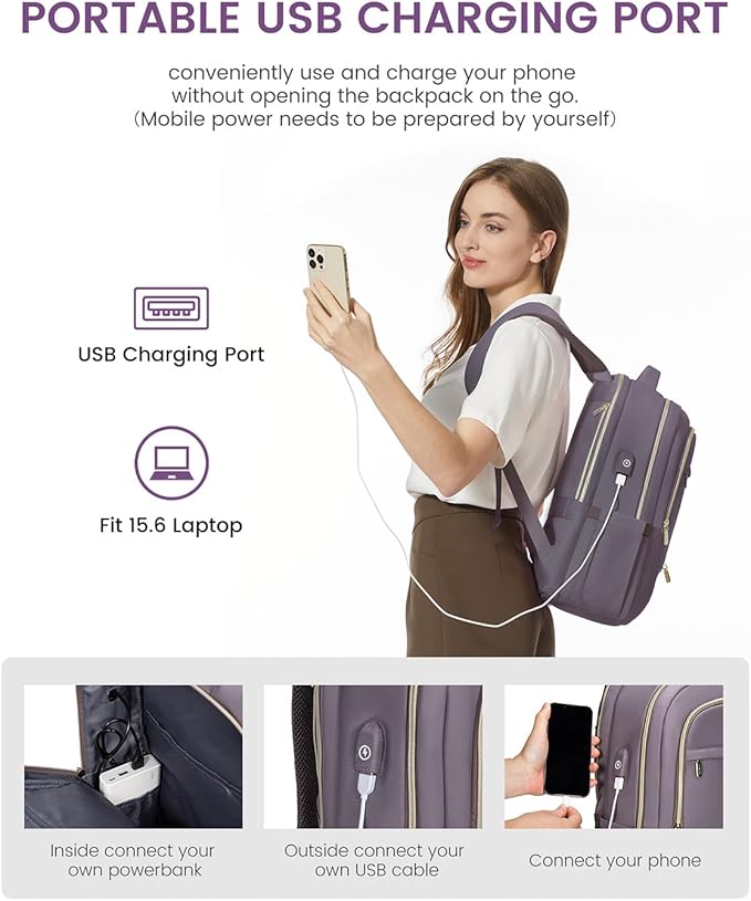 LOVEVOOK Laptop Backpack for Women, Slim Business Laptops Bag with Separate Computer Compartment Stylish Daypack for College Work Travel, Fits 15.6" Laptop