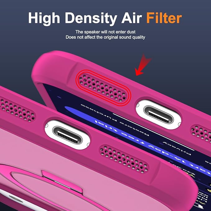 Compatible with iPhone 17 Pro Max Case with Invisible Magnetic O-Ring Stand Military-Grade Translucent Case for iPhone 17 ProMax 6.9" [Compatible with Mag-Safe][Great Grip Feeling], Rose