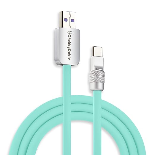 chubbycable Chubby 2.0 Fast Charging Cable Durable Soft Silicone USB C Cable 120W Extra Thick Charger Cord Compatible with iPhone 16/15 Series iPad, Light Blue, USB-A to Type-C, 4.9FT
