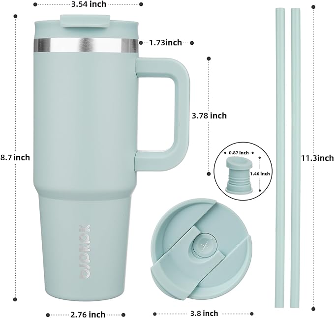 BJPKPK 30 oz Tumbler With Handle Insulated Tumblers With Lid And Straw Stainless Steel Thermal Cup,Blue Haze
