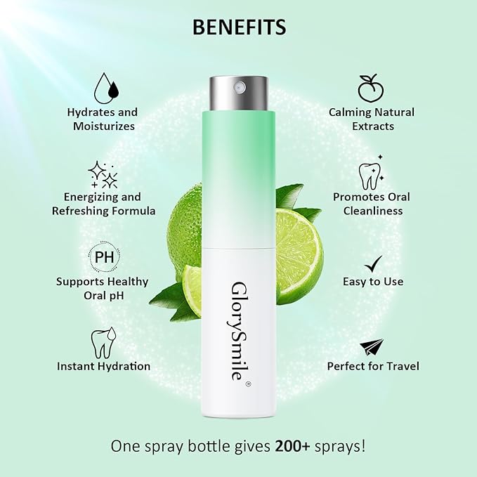 Breath Spray, Mouth Spray Breath Fresheners, Sugar-Free, Bad Breath for Adults, Mint, Peach, and Lemon Flavors, 3 Bottles (1 of Each Flavor)