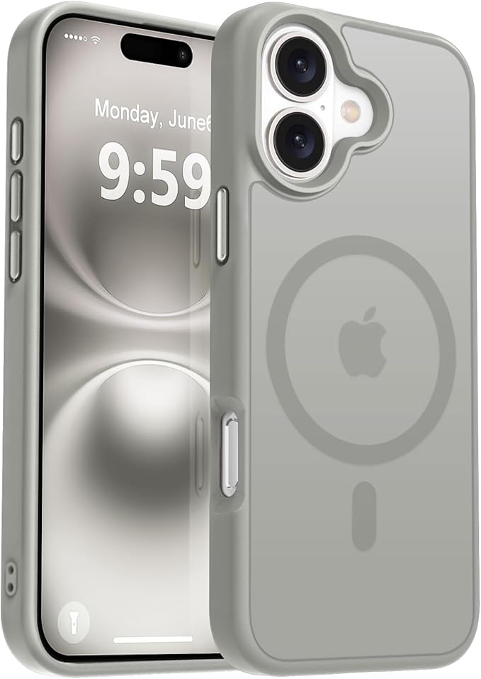 MOCCA Strong Magnetic for iPhone 16 Case, [Compatible with Magsafe][16FT Mil-Grade Drop Protection] Slim Thin Translucent Matte Protective Cover Case for iPhone 16 Phone Case 6.1", Titanium Gray