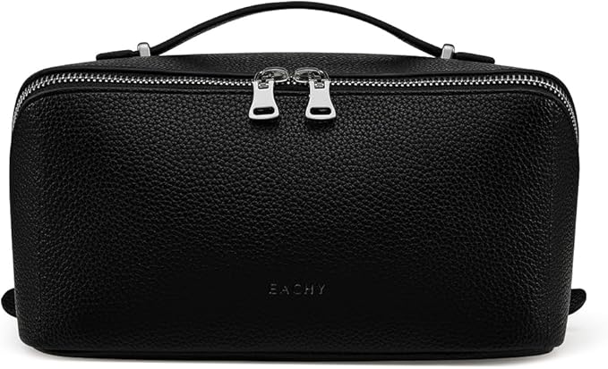 EACHY Makeup Bag,Large Capacity Travel Makeup Bag,Waterproof Portable Open Flat Toiletry Bag Cosmetic Bag with Divider and Handle