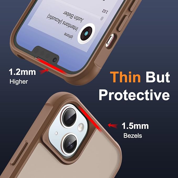 Compatible with iPhone 13 Case & iPhone 14 Case with Invisible Magnetic O-Ring Stand Translucent Phone Cases for 13 & 14 6.1" [Compatible with Mag-Safe][Great Grip Feeling], Desert Brown