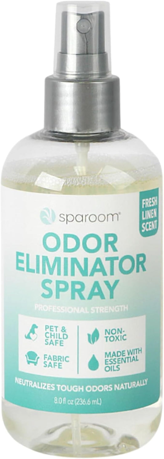 SpaRoom Odor Eliminator Spray – Home Freshener for Strong Smells, Smoke and Pet Neutralizer, Bathroom and Car Deodorizer with Plant-Based Ingredients, 8oz Zero-Residue Linen Formula