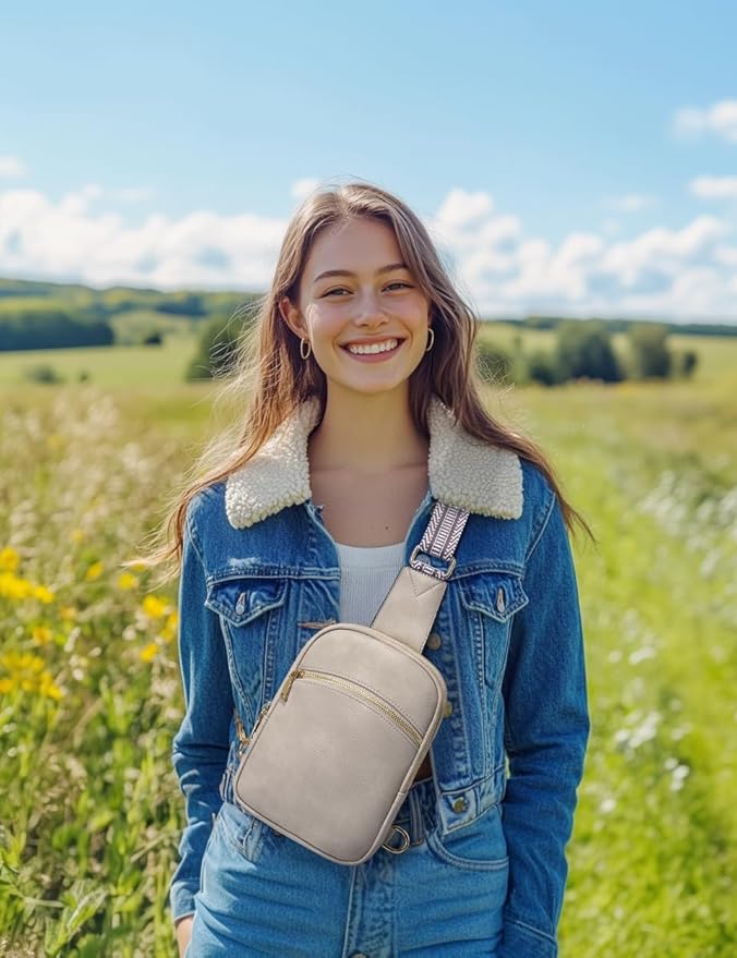 Yarnic Anti Theft Small Crossbody Sling Bags for Women Men, RFID Crossbody bags Vegan Pu Leather Travel Cross Body Purses, Chest Bag with Adjustable Strap (Misty Grey)