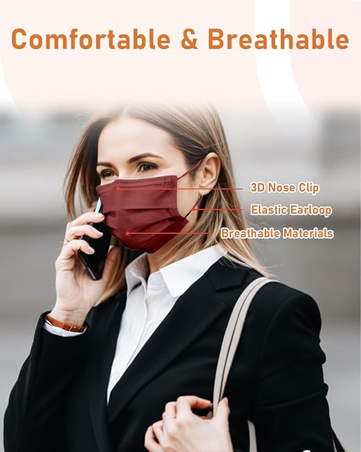 Face Masks Disposable 100 Pack, 4 Ply ASTM Level 3 Medical Grade, FSA/HSA Eligible, Breathable for Adult Outdoor Protection, Individually Wrapped for Home, School & Office, Rustic Horizon