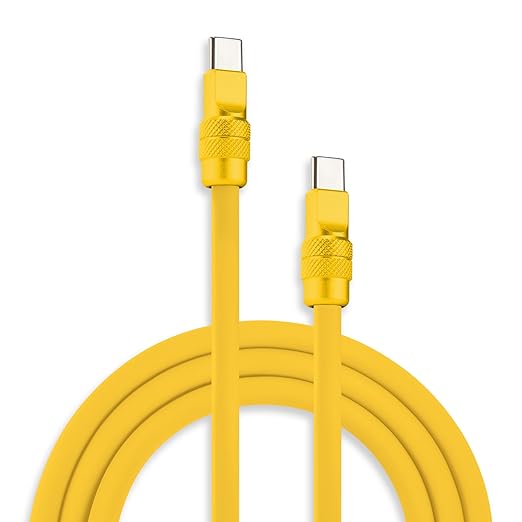 chubbycable Chubby 2.0 Fast Charging Cable Durable Soft Silicone USB C Cable 240W Extra Thick Charger Cord Compatible with iPhone 16/15 Series iPad, Yellow+Yellow, Type-C to Type-C, 4.9FT