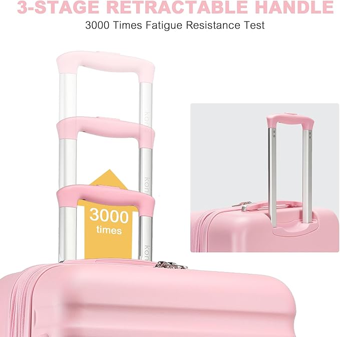 Kono Expandable 28 Inch Large Checked Luggage: ABS+PC Hardside Trolley Travel Case - Hard Shell Suitcase with TSA Lock, Cream/Pink