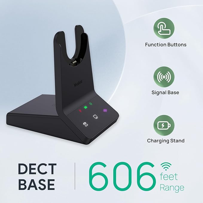 Yealink WH64 DECT & Bluetooth Mono UC Zoom Wireless Headset, 606 ft Range Single Ear Work Headphones with 3X Noise Cancelling Mic, 26H Talk Time, Ringer, Office Headsets for Desk Phone, PC,Cellphone