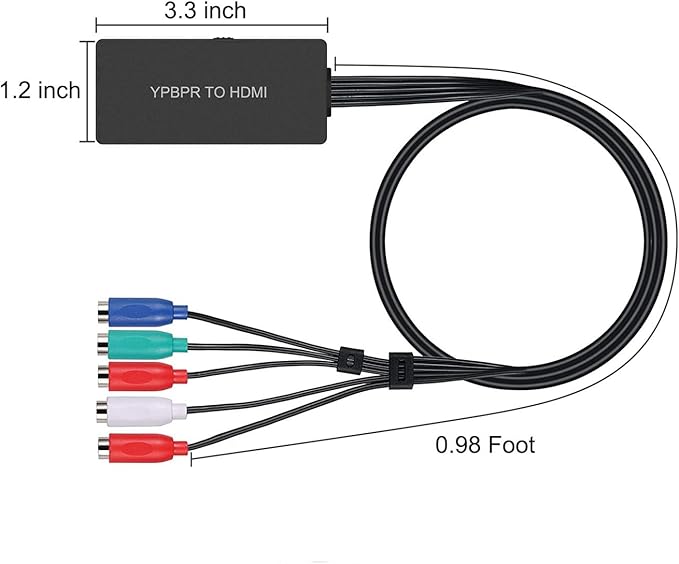 Dingsun (55Pack Component to HDMI Converter, YPbPr/RGB+R/L to HDMI Converter Adapter, Support 720P/ 1080P for DVD, VSH, Blu-Ray Player, Wii, PS2/PS3, Xbox 360, Gamecube and More (Female)