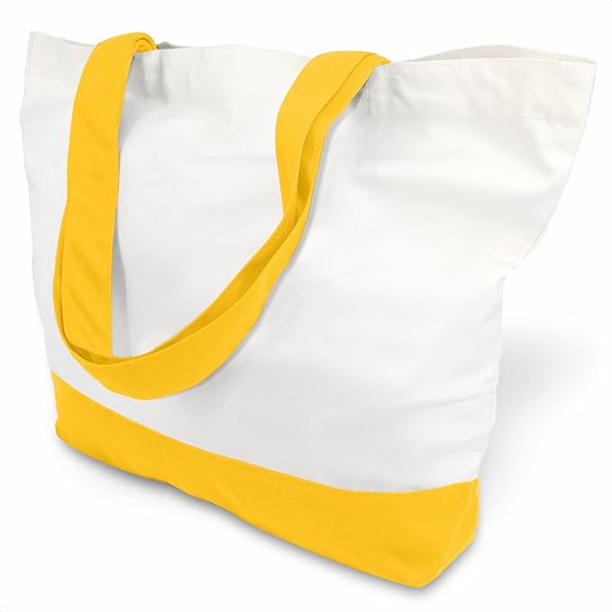 TOPDesign 1-Pack Super Strong Large 12oz Cotton Canvas Tote Bag, Reusable Grocery Shopping Cloth Bag, Fashionable Two-Tone Tote for Crafts, DIY Your Creative Designs