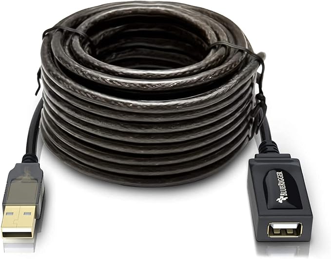 BlueRigger USB Extension Cable (16FT/5M, Long Active USB2.0 Extender, Male to Female Repeater, Data Transfer Cord)- for Game Consoles, Printer, Camera, Keyboard, Hard Drives