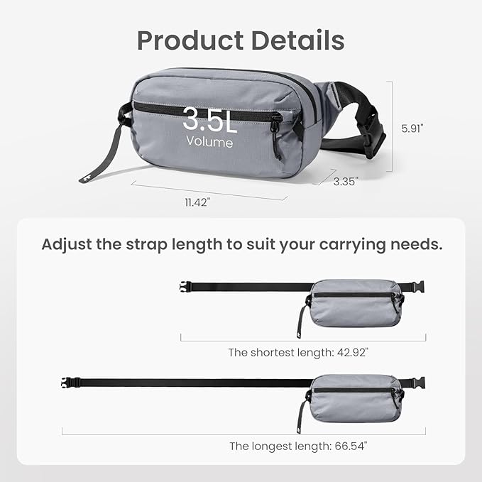 tomtoc 3.5L Sling Bag with RFID Blocking, Crossbody Bag Chest Shoulder Pack for Men and Women, Water-resistant Lightweight Casual Waist Fanny Pack for Travel/Daily Use