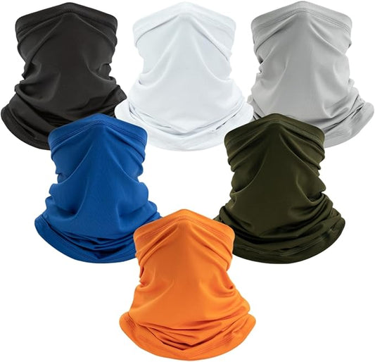 6 Pack Neck Gaiter for Men Women Breathable Outdoor Face Mask Cover Headwear for Hiking Running Cycling and Fishing