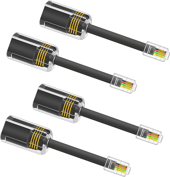 NECABLES 4Pack Phone Cord Detangler for Landline Telephone Handset Cord Detangler for Desk Phone RJ9 4P4C Male to Female Black