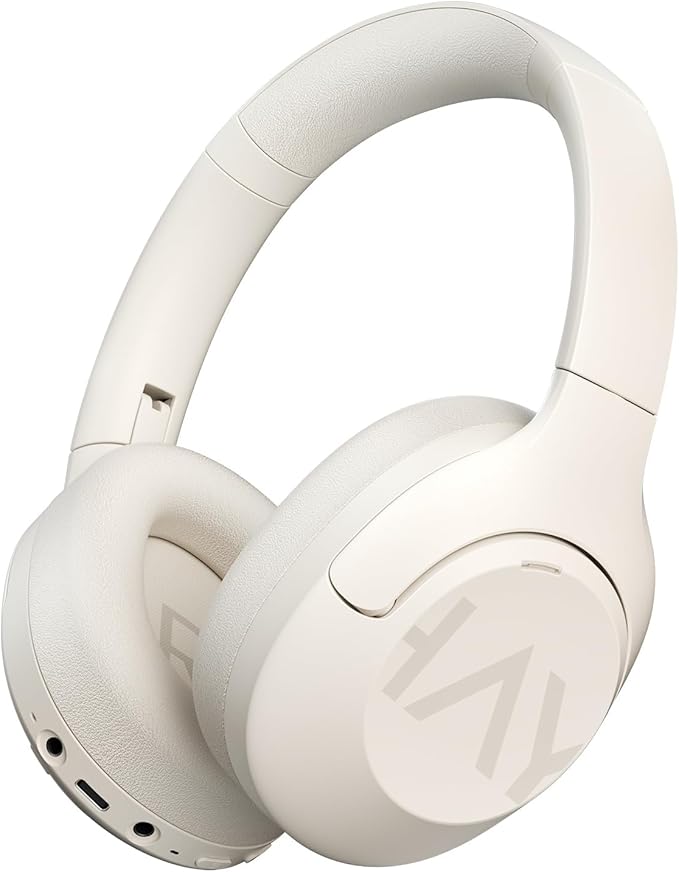 HAYLOU S30 Noise Cancelling Bluetooth Headphones,LDAC Hi-Res Audio, 5 HD Mics Call, 80H Playtime, Custom EQ via App, Bluetooth 5.4 Multipoint Connect, Wireless Headphones Over Ear, White