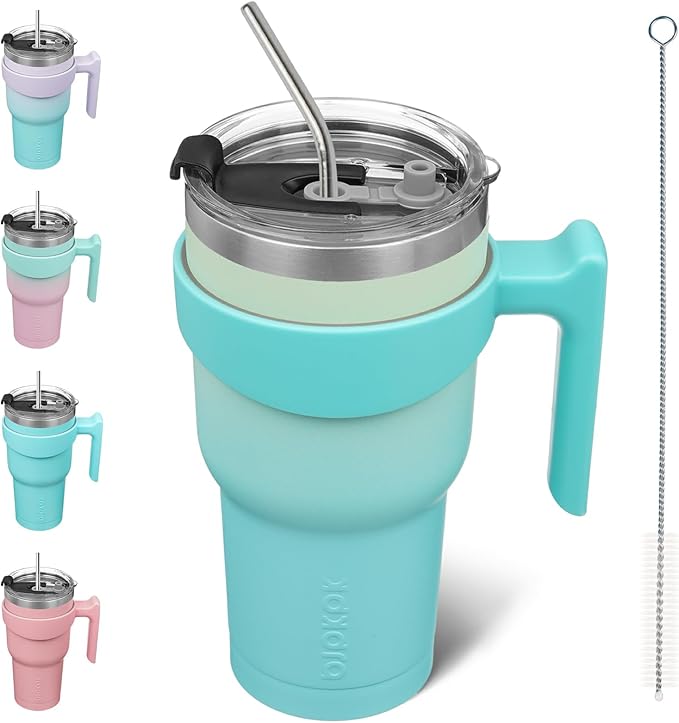 BJPKPK 30 oz Tumbler With Handle And Straw Lid Stainless Steel Travel Coffee Insulated Tumbler Cups,Mint