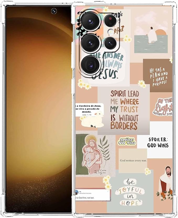 Case for Samsung Galaxy S23 Ultra with Christian Quotes Design,Jesus God Bible Verse Pattern,Clear Soft TPU Bumper Phone Cover,6.8"(Christian,S23U)