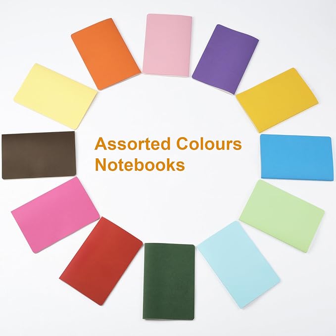 ZCZN 12 Pack Colorful Blank Notebooks Bulk, A5 Journals with 12 Colors, 60 Pages/30 Sheets, 8.3x5.5 Inch, Plain Paper, Travel Writing Journal Notebooks for Work & School