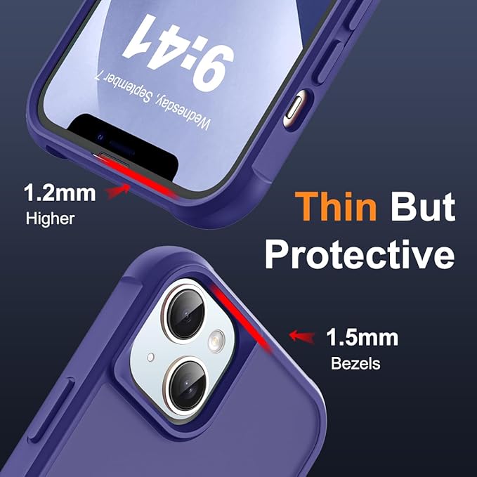 Compatible with iPhone 13 Case & iPhone 14 Case with Invisible Magnetic O-Ring Stand Translucent Phone Cases for 13 & 14 6.1" [Compatible with Mag-Safe][Great Grip Feeling], Navy