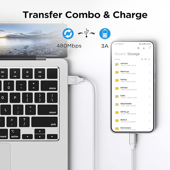 etguuds USB to USB C Cable 3ft, 2-Pack USB A to Type C Charger Cord Fast Charging for Samsung Galaxy A15 A25 A35 A55 A54, S24 S23 S22 S21 S20 S10 S10E, Note 20 10, Moto G, for iPhone 16 15, White