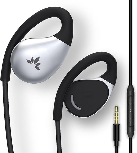 Avantree Resolve (Large) – Wired Open-Ear Earbuds w/Mic & Over-Ear Hook, for Seniors & Men w/Large Ears, Great for Office, Outdoor & Home, 3.5mm AUX
