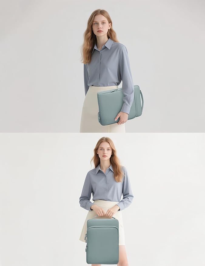 HYZUO 15-16 Inch Laptop Bag Sleeve for MacBook Pro 16 M4 M3 M2 M1 2025-2019, 15" Surface Book, Notebook Case for 15" 15.6" Dell HP Lenovo ThinkBook Asus Acer Samsung Huawei, Ash Blue