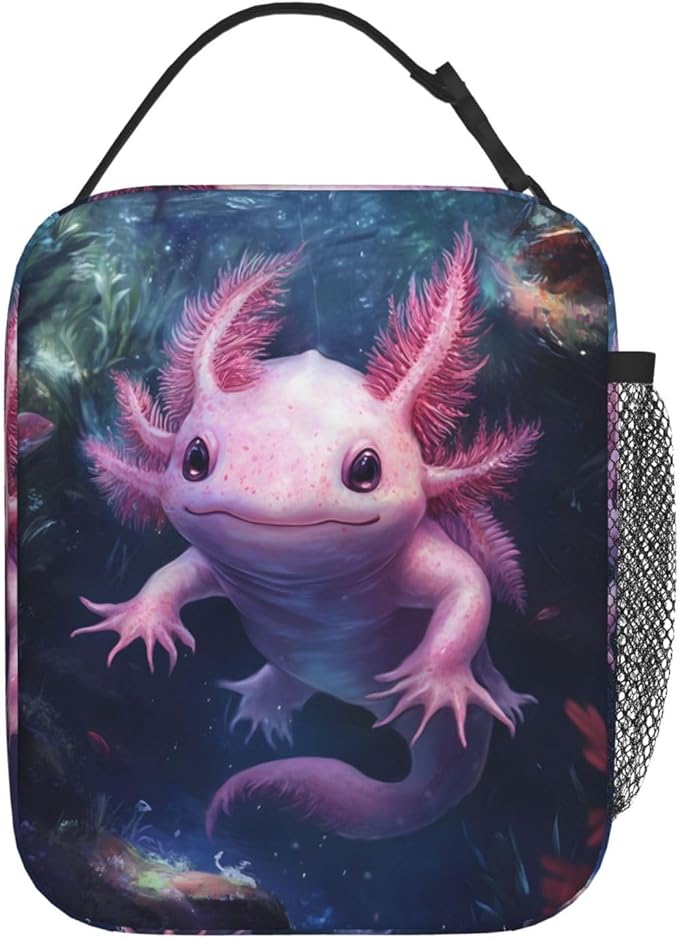 Axolotl Lunch Box for Women Kids Girls Men Insulated Lunch Bag Lunchbox Adults Lunch Tote Bags Reusable Cooler for Work Office School Picnic Travel