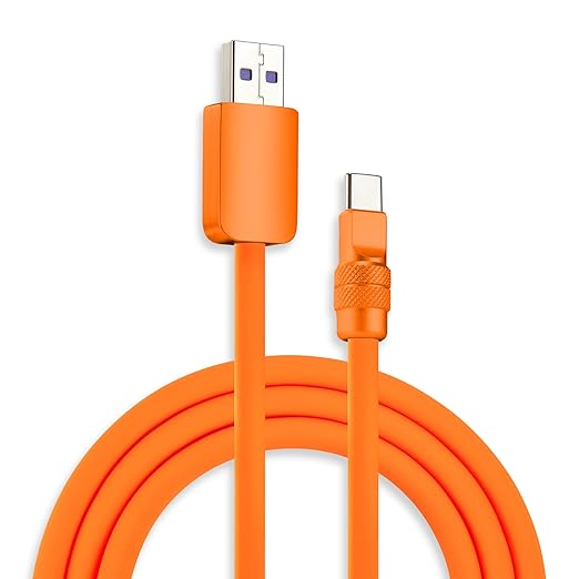 chubbycable Chubby 2.0 Fast Charging Cable Durable Soft Silicone USB C Cable 120W Extra Thick Charger Cord Compatible with iPhone 16/15 Series iPad, Orange+Orange, USB-A to Type-C, 6.6 FT