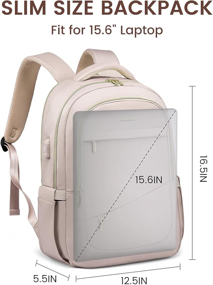 LOVEVOOK Laptop Backpack for Women, Slim Business Laptops Bag with Separate Computer Compartment Stylish Daypack for College Work Travel, Fits 15.6" Laptop