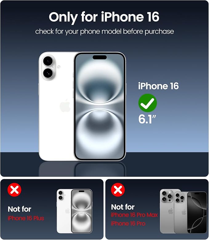 iGluz 4 Pack for iPhone 16 Screen Protector with 2-Pack Camera Lens Protector[99.99% HD Clear][9H Tempered Glass][Bubble Free][Easy Installation][Smooth Touch][Anti-fingerprint],4+2 Dual Protection