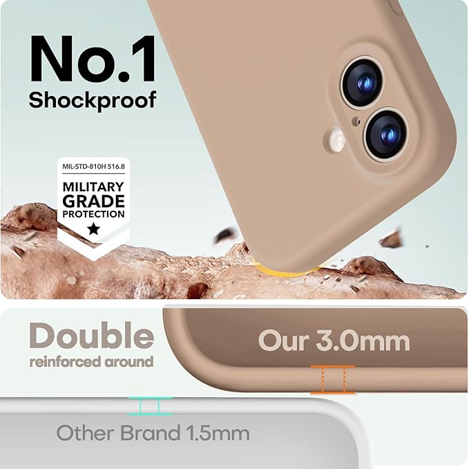 LOVE 3000 Designed for iPhone 17 Case, Premium Silicone [Compatible with Magsafe][Soft Anti-Scratch Microfiber Lining] Shockproof Protective Phone Case for Men Women 6.3", Light Brown
