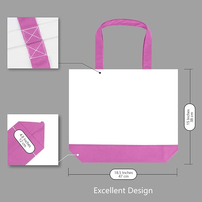TOPDesign 3-Pack Super Strong Large 12oz Cotton Canvas Tote Bags, Reusable Grocery Shopping Cloth Bags, Fashionable Two-Tone Totes for Crafts, DIY Your Creative Designs