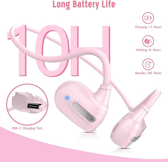 BANIGIPA Kids Headphones, Open Ear Headphones Comfortable for Teens Child Boys Girls, Wireless Bluetooth 5.4 Headset w/Mic for School/Tablet/Travel, 13g Ultra-Light, Protect Hearing, 10H Playtime