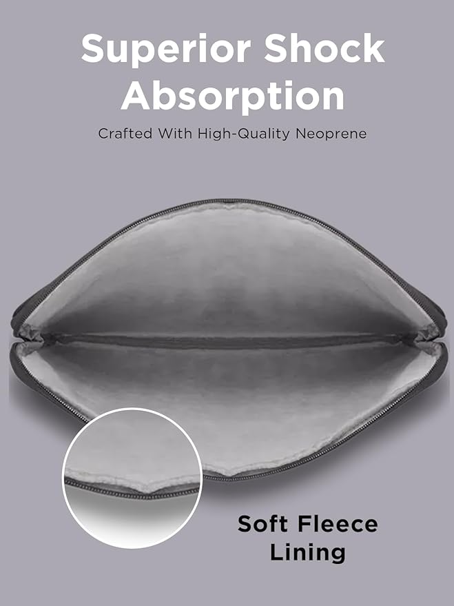 Lenovo Basic Laptop Sleeve 11 Inch Notebook/Tablet Compatible with MacBook Air/Pro Neoprene Material - Soft Fleece Lining - Zippered Top Opening - Black