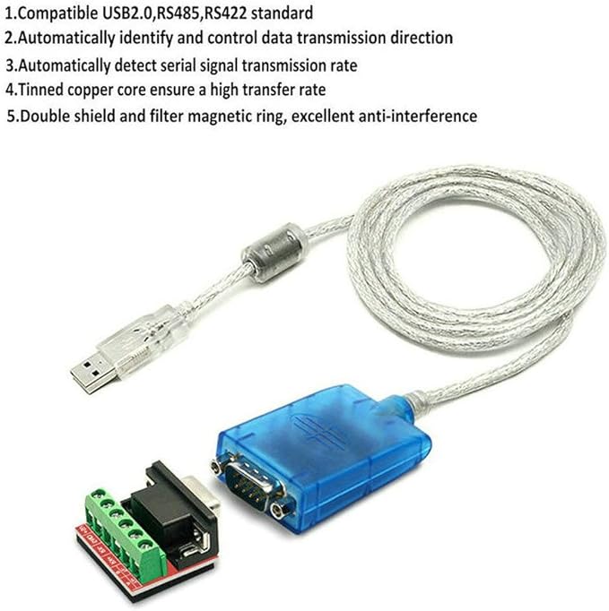 USB to RS422 RS485 Serial Port Converter Adapter Cable with FTDI Chip Support Windows 10, 8, 7, XP and Mac with ESD Protection (1.5ft/0.5Meter)