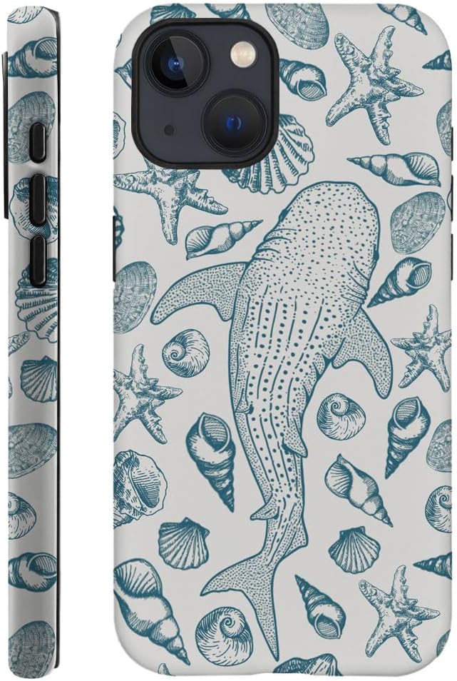 DAIZAG Case Compatible with iPhone 15,Fit Shockproof Cover for Women Girls,Beach Seashell Whale Ocean Aesthetic