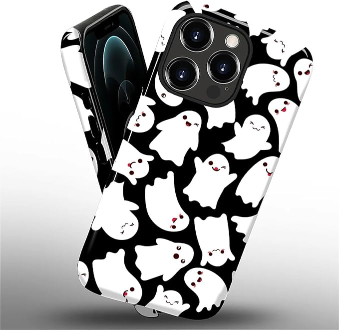 Case for iPhone 12 Pro Max Case,Halloween Ghosts Bats Design - Hybrid Dual Protection Silicone + Hard PC Shockproof Full Body Cover Slim Anti-Scratch Protective Case for Men Women