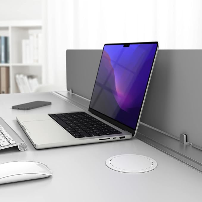 Jgstkcity Pop Up Outlet for Countertop, Flush Mount Tamper Resistant Space Saver Recessed 1875W Grommet,4 Outlets,15Amp Receptacle,ETL Listed,3.15inch Hole,White