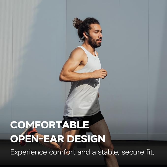 Bone Conduction Headphones, 2025 Upgrade Bluetooth 5.4 Open Ear Headphones, 10H Playtimes Bone Conduction Earbuds with Mic, IP56 Sweatproof Earphones for Workout, Hiking, Black