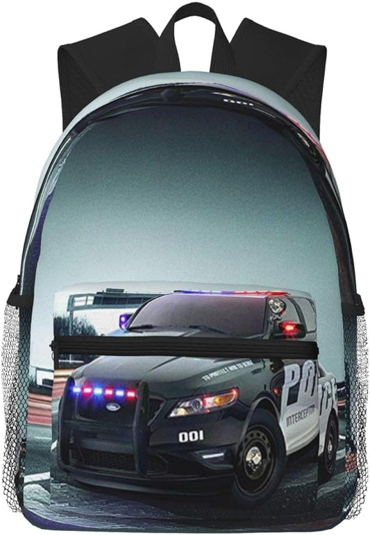 Backpack Police Car, Travel Laptop Backpacks Casual College Daypack School Bag for Boys Girls Men Adult One Size
